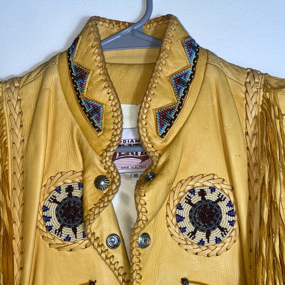 Vintage Diamond Leathers western twisted fringe beaded vest - Picture 4 of 15